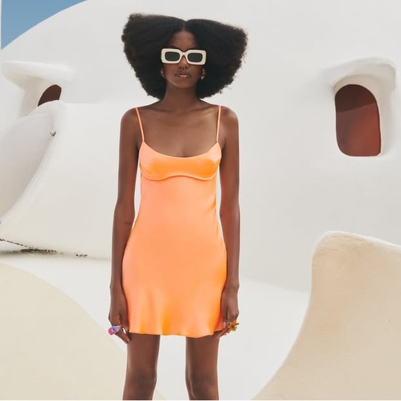 ZARA SATIN DRESS WITH CUT-OUT DETAIL - Picture 2 of 5